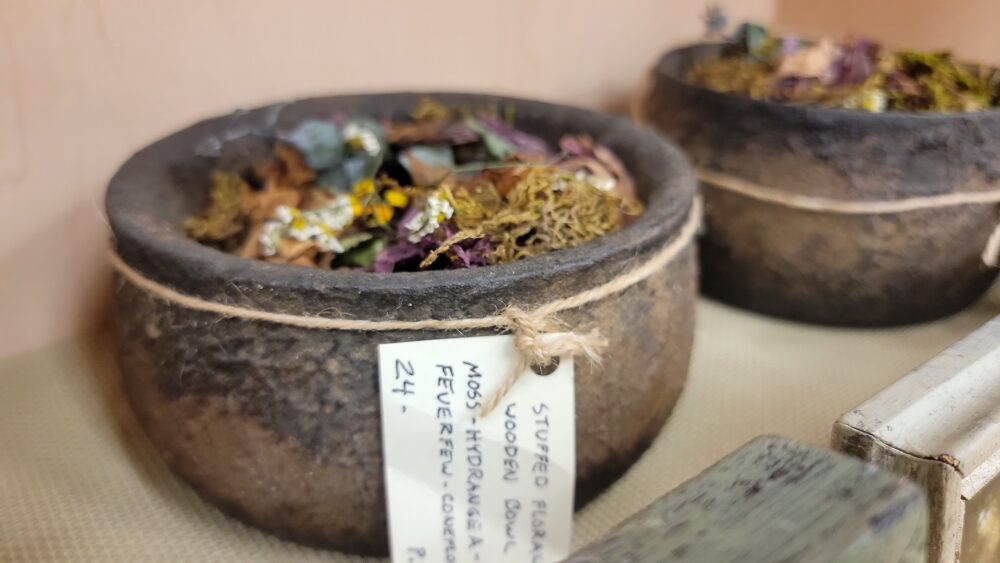Upcycled Wooden Bowl with Foraged Flowers