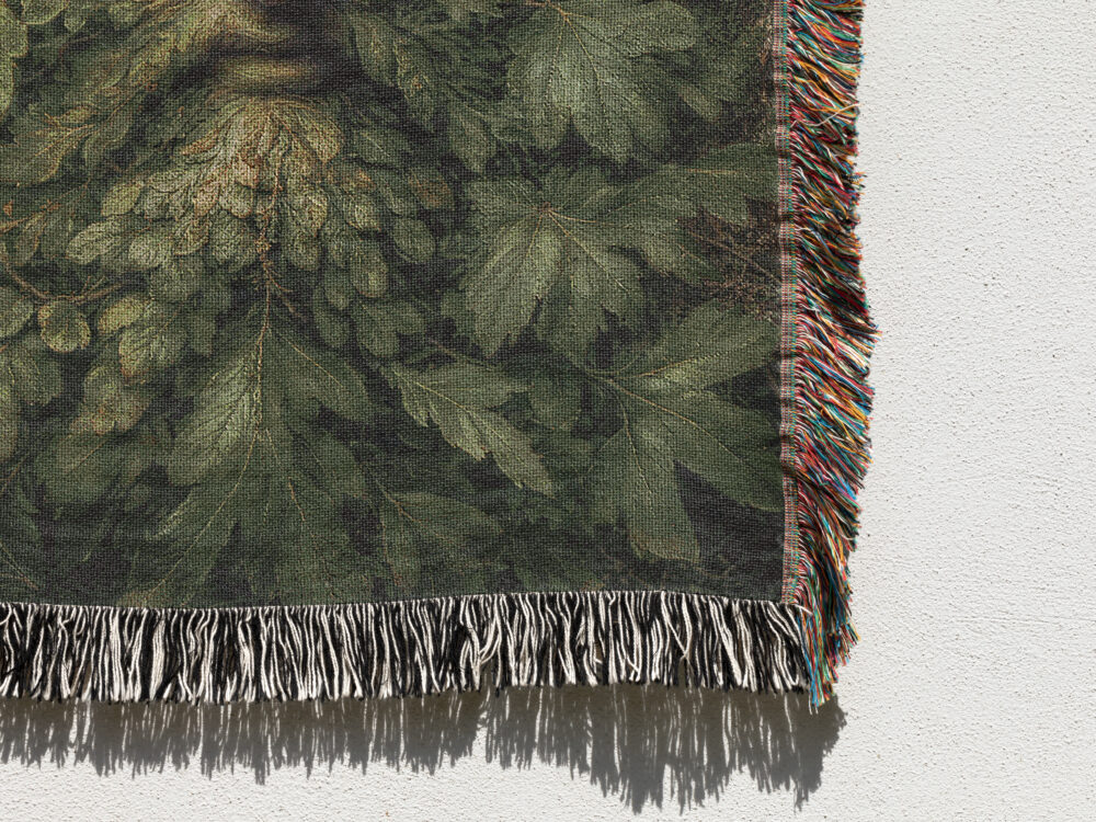 100% Cotton Celtic Green Man Woven Blanket - Image 3